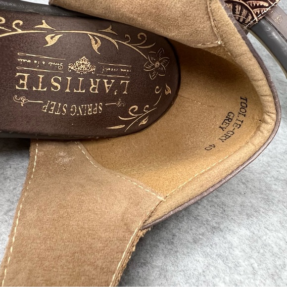 L'artiste Spring Step Toolie Shoes Grey Brown Tooled Leather Mary Jane EU40 US 9 - Picture 10 of 13